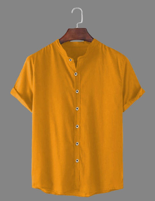 Cotton Solid Half Sleeves Polo Neck Mens Shirt