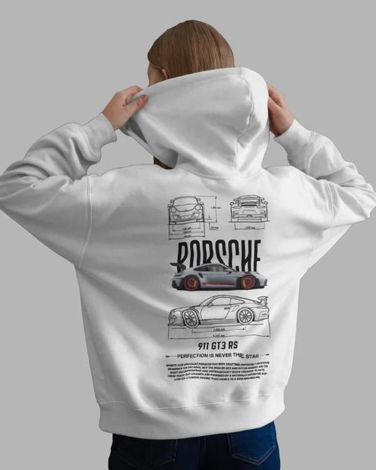 The Porsche Blueprint (White Graphic Hoodie)